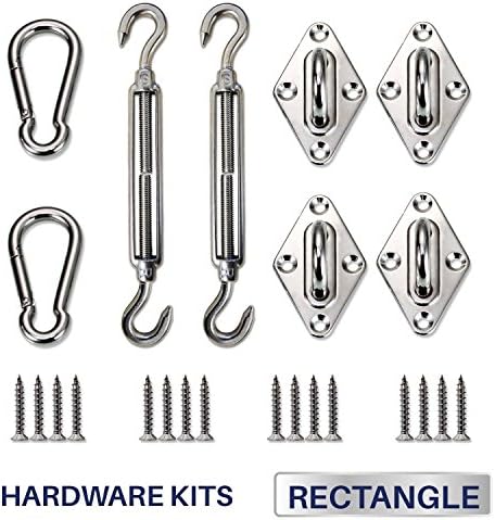 Dorart Sun Shade Sail Hardware Kit - 8 Inches - Heavy Duty Stainless Steel - for Rectangle and Square Shade Sail Installation