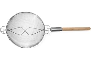 HENDI Grossküchensieb, doppelmaschig, Holzgriff, Verstärkte Halterung, Passiersieb, Küchensieb, Sieb, ø310x800mm, Verzinnt