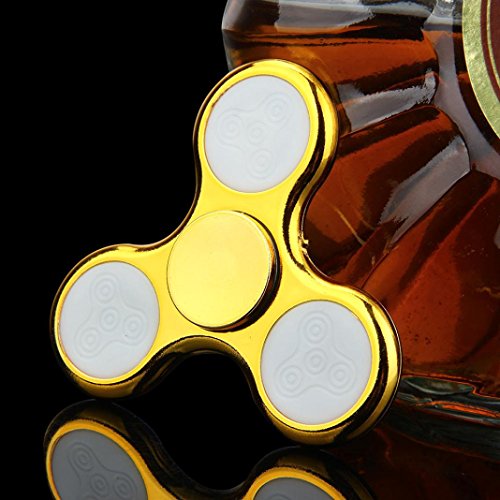 Bescita LED Licht Fidget Hand Spinner Finger Spielzeug Dekompression Spielzeug EDC Focus Gyro,Mit Schalter (Gold) - 2