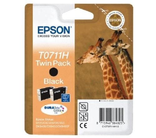 Epson T0711 H Cartouche d'encre d'origine DURABrite Paquet Double Ultra Noire