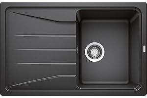 BLANCO SONA 45 S | Granitspüle aus SILGRANIT anthrazit | Einbauart: Einbau von Oben | reversibel | für 45 cm breite Unterschränke | Großes Becken | Reinigungsfreundliche Öberfläche