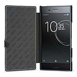 Sony Xperia XZ Premium hülle Ledertasche,Keledes BookStyle Ultra Slim Wallet Case hülle mit Clip Schutzhülle Leder Tasche etui für Sony Xperia XZ Premium,Seitlich klappbares Handytasche Flip Cover Handyhülle Tasche aus echt leder in Handarbeit gefertigt für das Original Sony Xperia XZ Premium,Schwarz - 