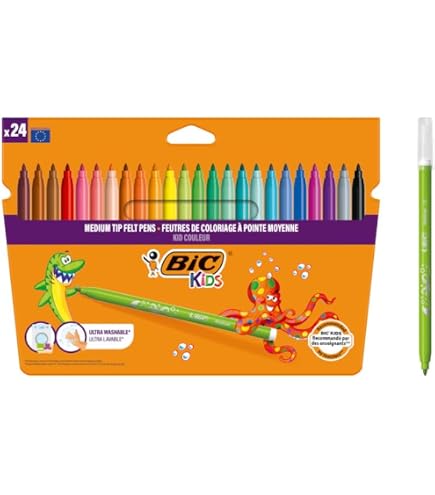Sensory Junction – Lot 10 Feutres Rétractables Lavables – Couleurs Assorties – Encre Non Toxique Et Lavable – Cadeau Créatif Enfant 3+