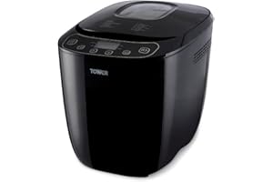 Tower T11003 2 lb Digital Bread Maker with 12 Automatic Programs, 13 Hours Delay Timer, 60 Minutes Keep Warm Function, Adjustable Crust Control, Non-Stick Bread Pan, 550 W, Black