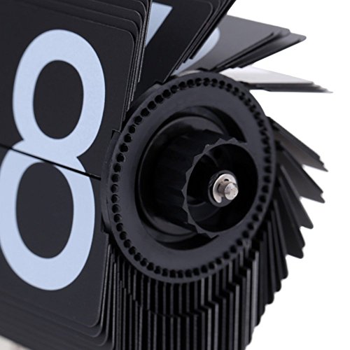 Anself Kleinen Maßstab Table Clock Retro Flip über Clock Edelstahl Flip Innenzahnradpumpen betrieben Quartz Uhr schwarz/weiß - 3