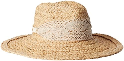 'ale by alessandra Women's La Goa Adjustable Braided Raffia with Lace Trim, Natural/Off White, One Size