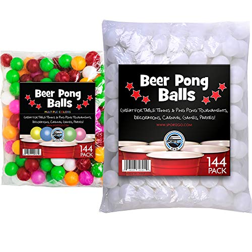 Bier Pong Bälle Tischtennisbälle Spiel - Sportiv 144 Stück 38mm Weiss Pingpong Tischtennis Bälle Beer Pong Tringspiel Saufspiele Ball Party Spiele Trinkspiel Tisch Tennis