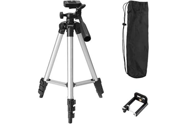 Tygot Adjustable Aluminium Alloy Tripod Stand Holder for Mobile Phones & Camera, 350 mm -1020 mm, 1/4 inch Screw + Mobile Holder Bracket