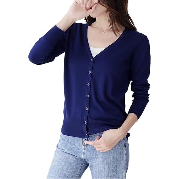 Newshows Dames Effen Knoopsluiting Lange Mouwen Klassieke Ronde Hals Gebreide Cardigan Trui Wit,S