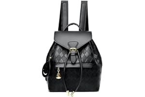 KIEPOAR Femme Sac à Dos Elegant en Leger PU, Petit Chic Sac porté Dos Bandoulière avec Cordon Antivol, Sac d'école à la Mode Design Universel pour Travail L'école Voyage