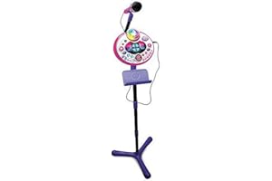 VTech – Kidi SuperStar LightShow Rose, Micro Karaoké Enfant avec Boule Disco, Possibilité D’Effacer La Voix Du Chanteur – 6/12 ans – Version FR