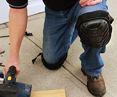 Professional Knieschoner mit schweren Pflicht Schaumpolsterung und bequemer Gel Kissen, stark doppelte Trägern und verstellbaren Easy-Fix-Clips - 4