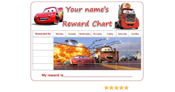 Personalised Lightning Mcqueen Mater Reward Potty Training Chart Amazoncouk Home Kitchen