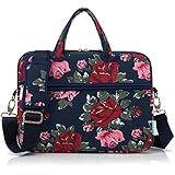KAYOND Peony Patten Canvas Laptop Shoulder Messenger Bag Case Sleeve for 15-15.6Inch Laptop and Macbook Pro 15.4 (15-15.6 inch, Blue Peony)
