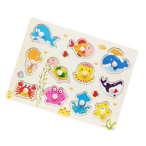 Madera Bebe Fauna Marina En Forma De Puzzle Paridad Toldder Juguete De Los Ninos De Preescolar