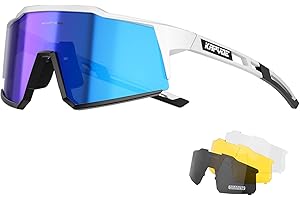 KAPVOE Gafas de Ciclismo Polarizadas con 1 Lente O 4 Lentes Intercambiables TR90 Gafas de Sol Deportivas Mujeres Hombres K9022