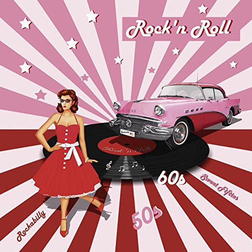 Artland Poster oder Leinwand-Bild fertig aufgespannt auf Keilrahmen mit Motiv Mausopardia Rock'n Roll die 50er Jahre Fahrzeuge Auto Mixed Media Pink/Rosa