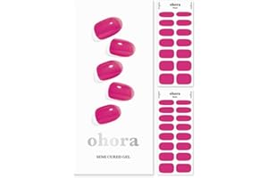 ohora Semi Cured Gel Nail Strips (N Tint Reddish) - Works with Any Nail Lamps, Salon-Quality, Long Lasting, Easy to Apply & Remove - Includes 2 Prep Pads, Nail File & Wooden Stick