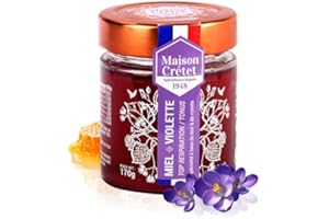 Maison Crétet | Miel de France + Violette | Miel de fleurs liquide français | Pot verre | préparation en pot de 170g