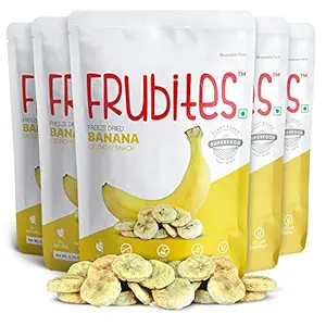 Frubites Banana - Freeze Dried Fruit Snack (Pack of 5, 100 grams), Crispy, crunchy Banana Snack. No added sugar, Vegan, Gluten-Free Snacks for Kids and Adults