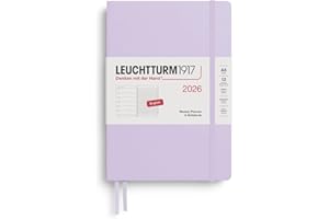 LEUCHTTURM1917 372651 Agenda semainier et bloc-notes 2026, format moyen (A5), lilas, en anglais