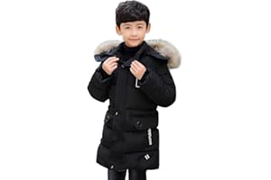 linboo Manteau Enfant Garçon Doudoune Doublure Polaire Chaud Veste d'Hiver à Capuche Fourrure Blouson Matelassé Epais Parka
