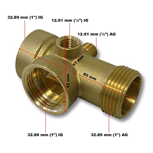 5-Wege Verteiler Messing DN25 1″DN13 1/4″ IG/AG Hauswasserwerk Membrankessel Manometer Druckschalter - 2