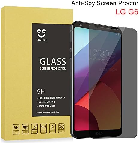 SZEETECH Premium High Transmittance Anti-Spy Screen Protector For LG G6 [Tempered Glass 2 way Privacy Protection / Anti-Scratch/Fingerprint,Bubble Free / Shatter Proof / 9H Hardness / High Light Transmission] Glass Screen Shield for LG G6[view protection screen protector]0.26mm - Black