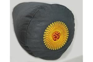 BROW FARM LTD. A GROWING COMPANY Yoga Bolster Filled with Organic Buckwheat Hulls (Grey with Yellow Symbol)