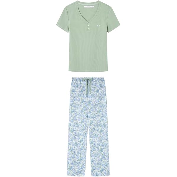 Women'secret Long Pyjama Daily Farmer's Market Pigiama, Blu, L Donna