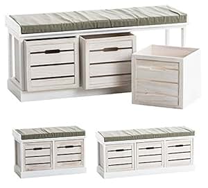 CLP Holz-Bank FELM I Gepolsterte Sitzbank mit Stauraum I Platzsparende