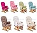 LUXURIOUS HUSH HUSH SOLID OAK WOOD GLIDER CHAIR WITH BABY BLUE CUSHIONS - NURSING GLIDER / ROCKER / ROCKING / MATERNITY / FEEDING CHAIR (With Locking Mechanism & Free Matching Footstool)