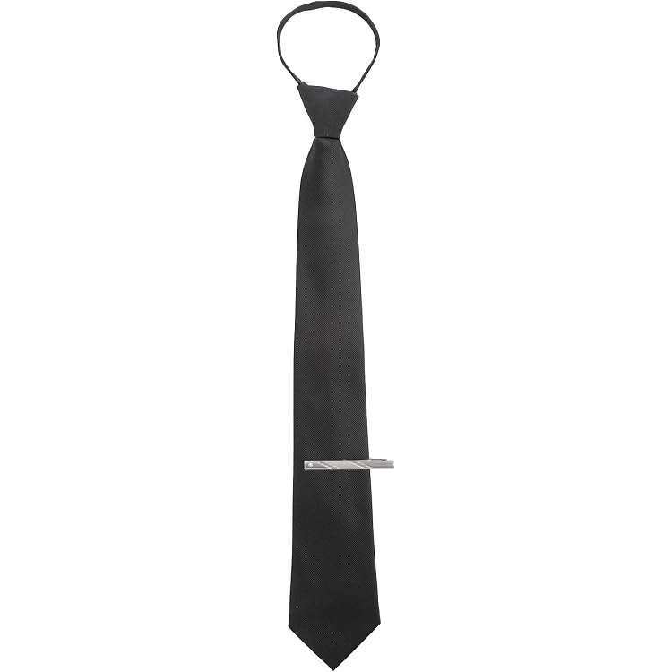 Cravate Noire Homme Pré-Attachée - Soie Polyester, 48cm - Pour Mariage, Bureau, Cérémonie