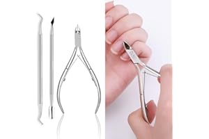 Huture Szczypce do skórek z podwójną sprężyną, obcinacz do skórek i skórek ze stali nierdzewnej, zestaw do manicure i pedicure, kolor srebrny