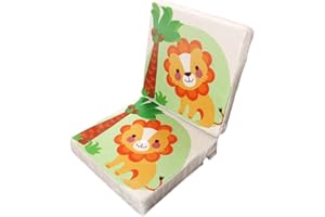 Wateralone Boostersitz Esszimmer Stuhl Sitzerhöhung Kinder Kindersitze, niedlichen Animal Print Flachs, demontierbar einstellbar, ideal als Hochstuhl für unterwegs für Babys(Löwe)