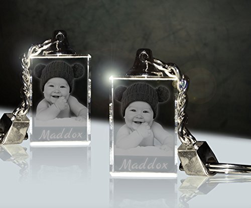 3Dglas 2 Pièces Porte-clefs en Verre avec Photogravure | Ta Chérie/Ton Chéri Toujours Tout près pour Vous Deux | Pack de Deux