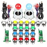 Incluye: 2x 5Pin Joystick + 2x USB Encoder + 20x Botones LED de Chrome (1Player + 2Player + Botones de monedas)