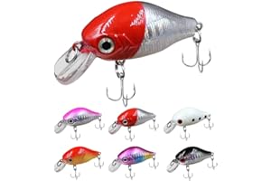 Senvenelec - 6 Piezas de Cabeza Grande, Cebo de Pesca Lenta en Alta Mar, Biónico y Artificial, Pez Manivela