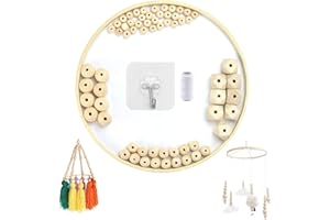 BUZIFU DIY Wooden Mobile Frame Kit Baby Crib Mobile Wind Chime Bed Bell Natural Craft Wooden Crib Toys Mobiles Hanging Bed Bell for Kids Nursery Decor Gift Room Bed Decoration
