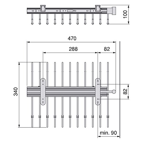 Emuca 7086411 Schrankauszug Hosenbügel Hosenauszug Hosenhalter Garderobenhalter ausziehbarer Hosenaufhänger für 11 Hosen - 2