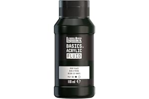 Liquitex 8870416 Basics Fluid - Peinture acrylique à consistance fluide, à séchage rapide, résistante à la lumière, imperméable, à base d'eau, Flacon de 118 ml, Noir D'Ivoire