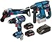 Produktbild Set Bosch Akku Winkelschleifer GWS 18 – 125 C + Hammer GBH 18 V-EC + GSB 18 V-60 C + zwei Akkus 18 V 4.0 Ah + Ladegerät
