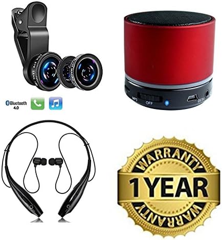 Macberry Lenovo K4 Note Compatible Wireless Stereo Bluetooth Sports Headphones With Mic & 3 In 1 Camera Lens & Bluetooth Speaker(Random Color)