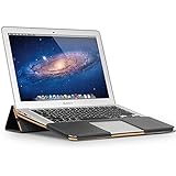Apple Macbook 12" Standing Case with Ultra Cooling Panel Design, Slim Flip Genuine Leather Cover, QIALINO Protective Sleeve Case for Ultrabook Laptop 12 inches