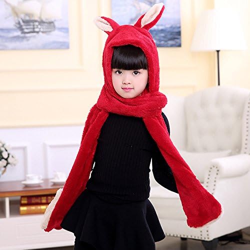 Sieye FASHION Shawl Scarf Winter winter hat all-match children cartoon double plush scarf hat glove scarf thickening,The red scarf pocket,About 190*18cm