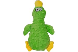 Jack and Vanilla, Jouet en Peluche Doux pour Chien en Forme de Canard avec couineur, idéal pour Petits et Moyens Chiens, 25 cm, Couleur Verte, Modèle Bubble Plush