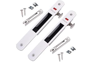 WANLIAN 2PCS Serrure de porte coulissante,Fermeture Latérale Charcuterie Serrure, Crochet,Pour Porte, Porte en Verre,Porte Mobile-Raccords de Quincaillerie de Verrouillage,Longue 197 X large 28 mm Blanc