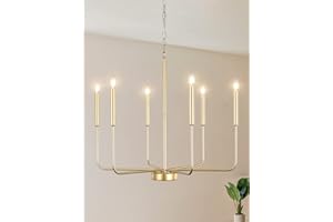 WayLuoung Złoty Żyrandol Oprawy Oświetleniowe Sufitowe 6 Wiszące Światła Nowoczesny Rustykalny Żyrandol do Jadalni, Świecowa Złota Lampa Wisząca na Wyspę Kuchenną Salon Przedpokój Sypialnia