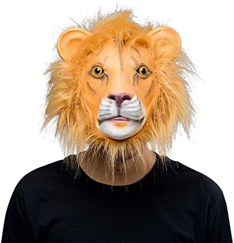Majiaxu Halloween Animal Lion Latex Mask Adult Cosplay Props Party Mask