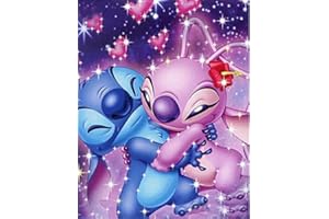 LONMO ART Kits de pintura de diamante para adultos, bricolaje 5D Cuadrado Full Drill Art perfecto para relajación y decoración de la pared del hogar, lona, Stitch&Angel, 12x16inch